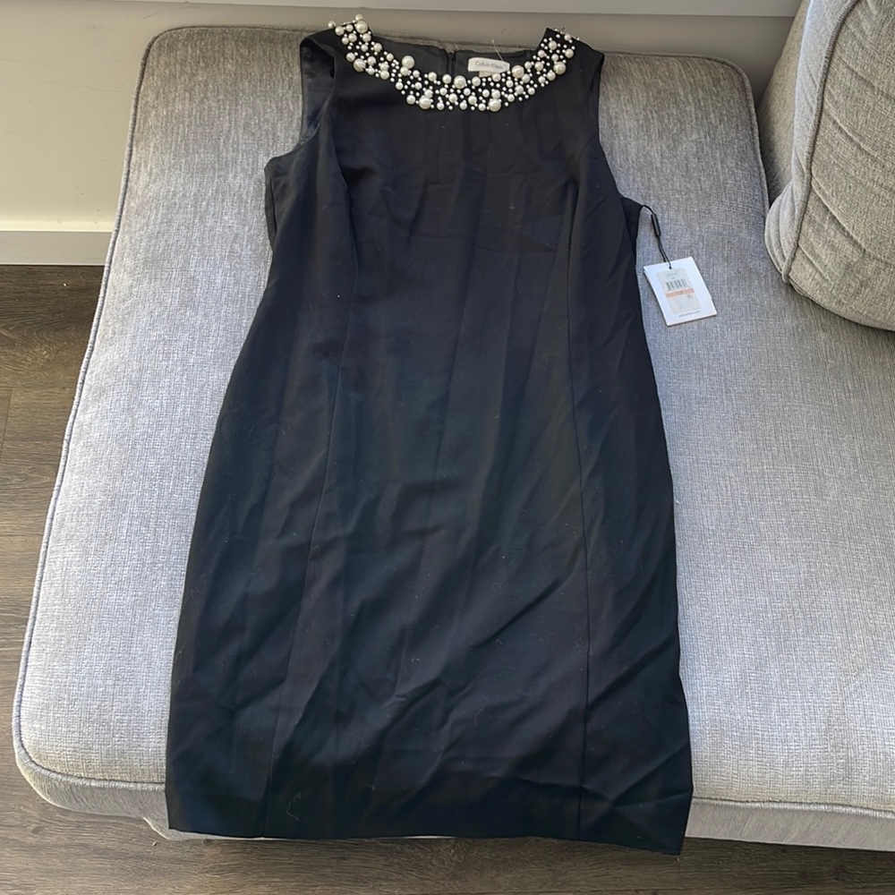 Black beaded Calvin Klein dress size 12P.